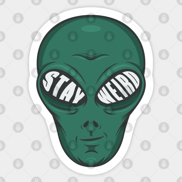 Stay Weird Alien Sticker by Mako Design 